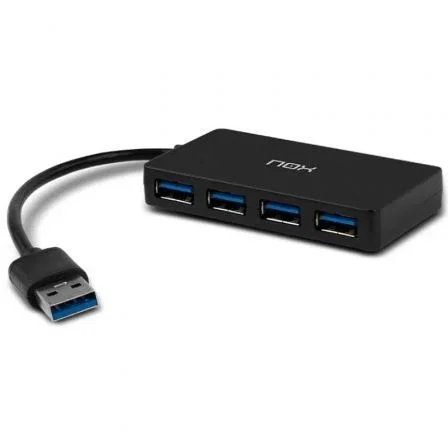 Nox Lite Hub One Hub USB 3.2 Gen 1 de 4 Puertos, Negro Nox Lite Hub One Hub USB 3.2 Gen 1 de 4 Puertos, Negro